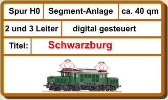 Segment-Anlage Spur H0 ca. 40 qm Titel: digital gesteuert 2 und 3 Leiter    Schwarzburg